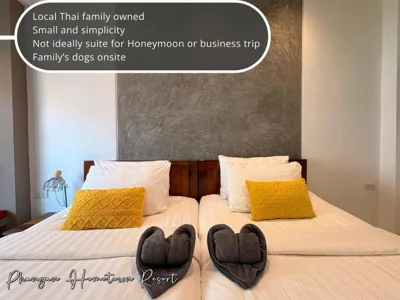 Chambre avec lits jumeaux et vue sur la piscine — Phangan Hometown Resort - Adults Only